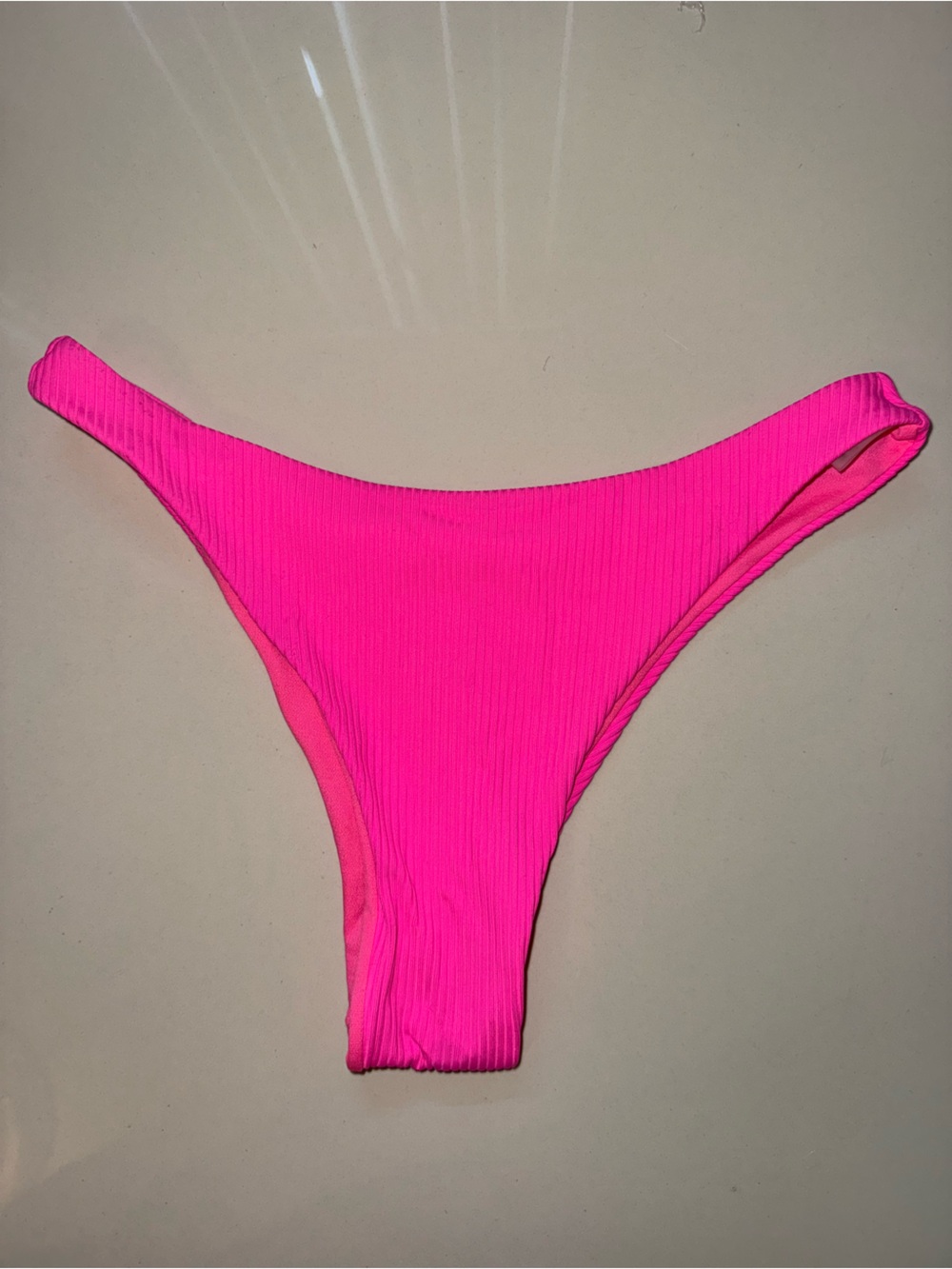 Hot Pink Ribbed Bikini Bottom - Picture 2 of 4